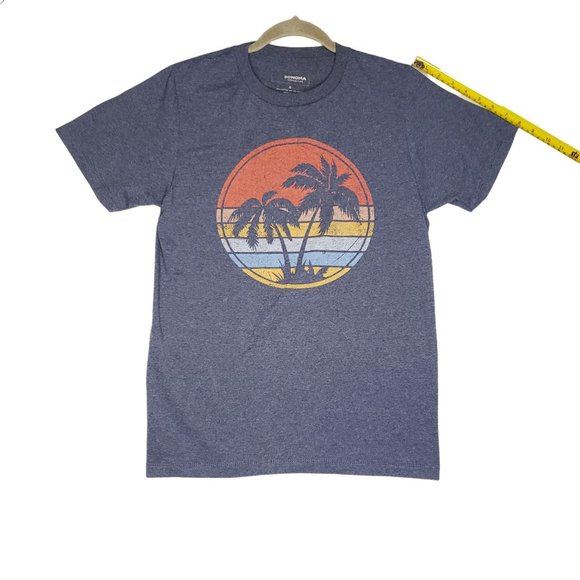 Sonoma Good for Life Vibes Hawaiian Tropical Print T-Shirt Blue Mens Size Small - Picture 9 of 10